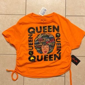 Orange Black Queen CropTop Size:XL